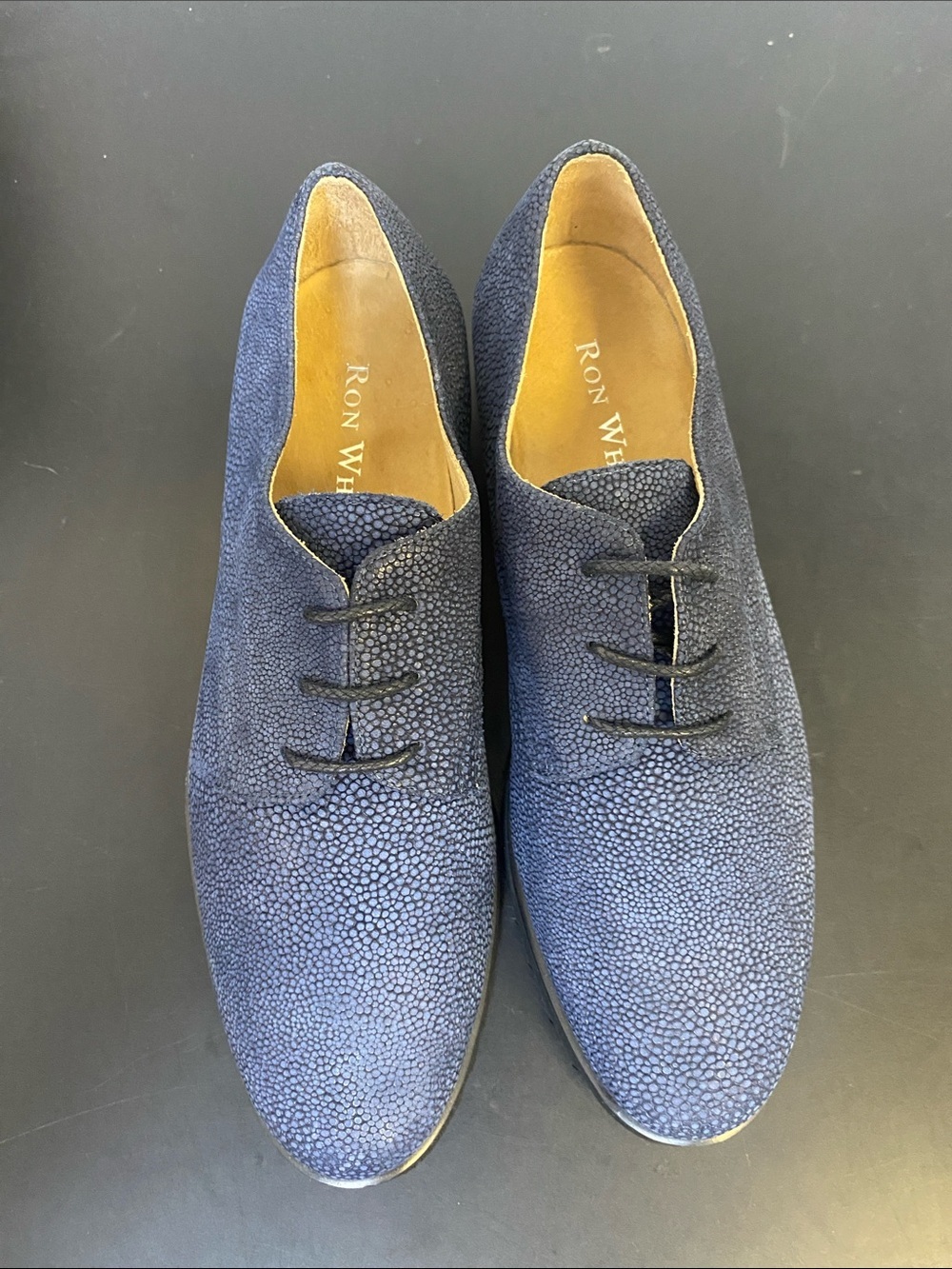 Ron White Navy Suede Derby Shoes